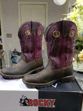 "Rocky" Brown and Purple, "Legacy 32" Women's Heeled Boots. NIB, Never worn